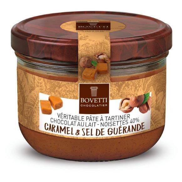 Pâte à tartiner Chocolat au Lait & Caramel sel de Guérande 350g – Bovetti