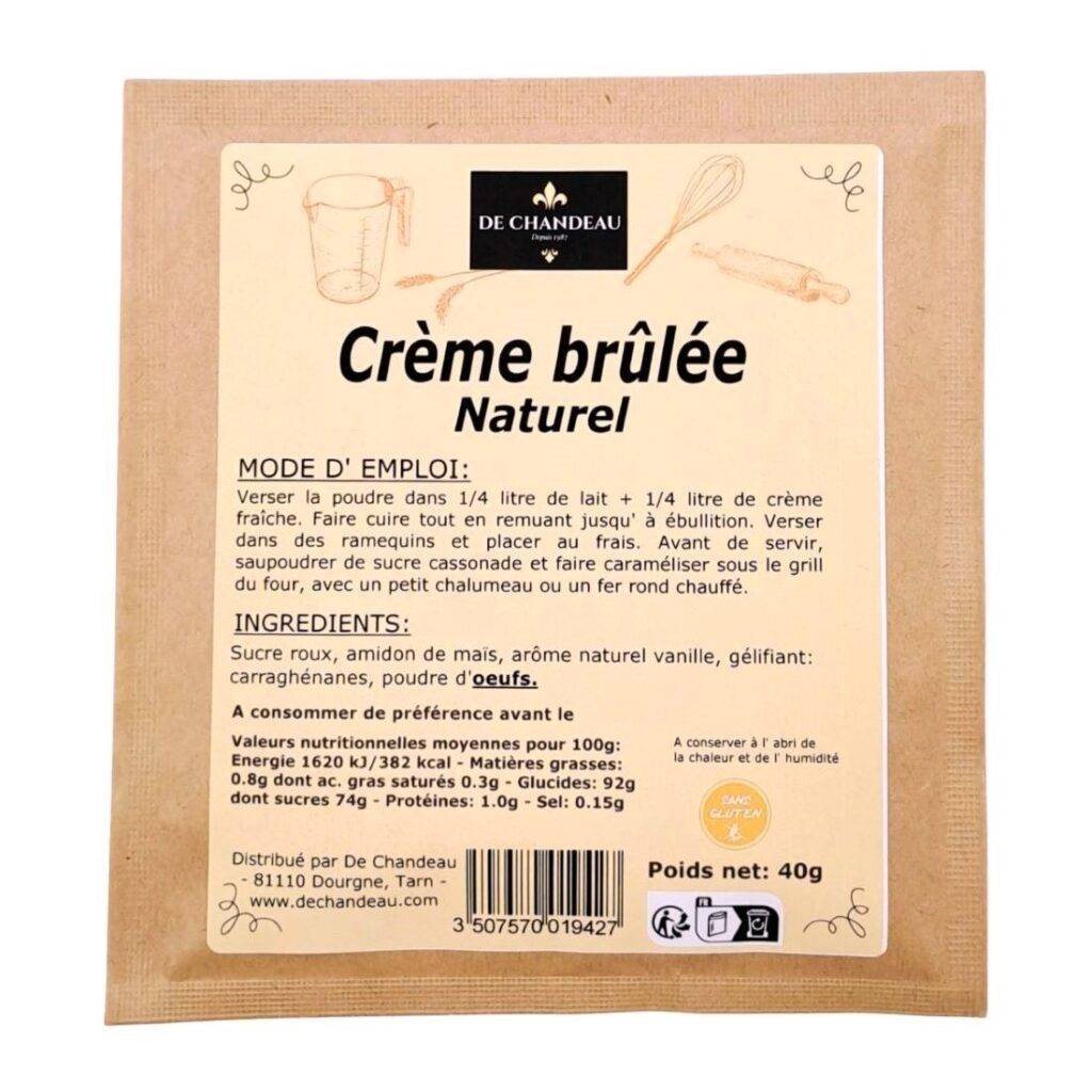 Crème brûlée sans gluten De Chandeau