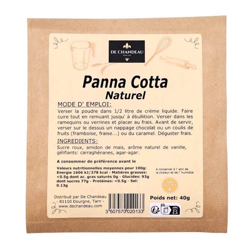 Panna Cotta sans gluten De Chandeau