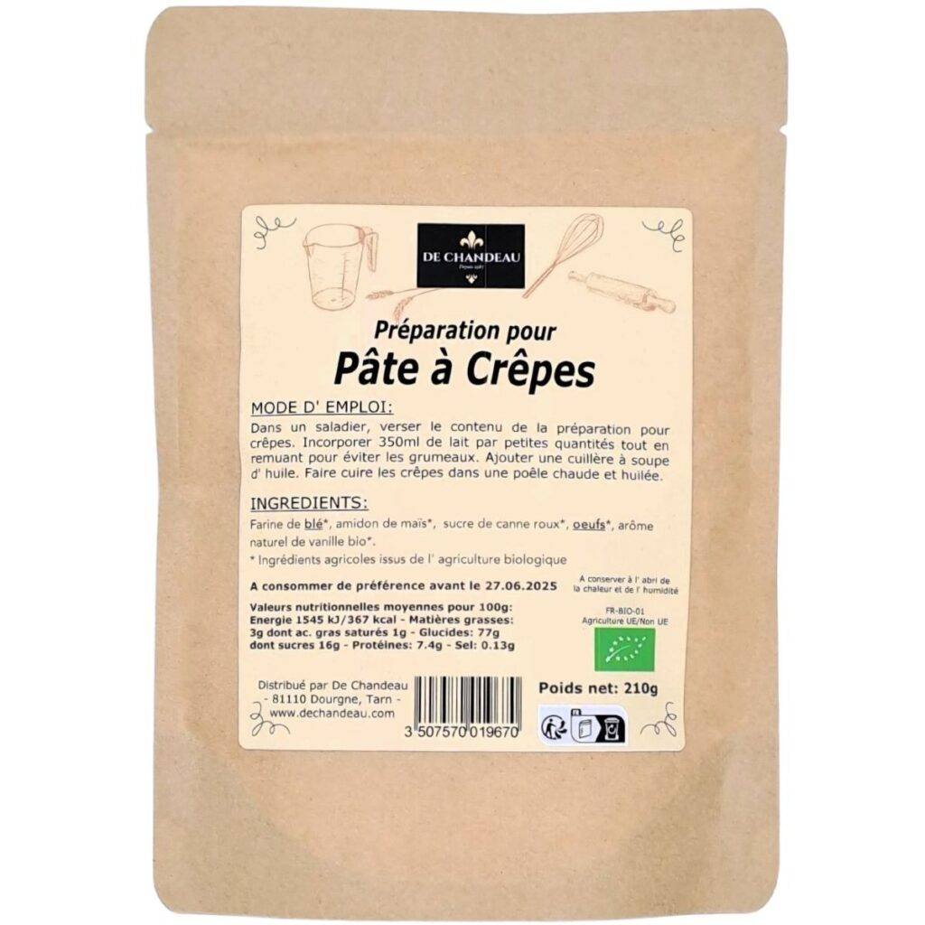 Préparation pour Pâte à Crêpes BIO De Chandeau