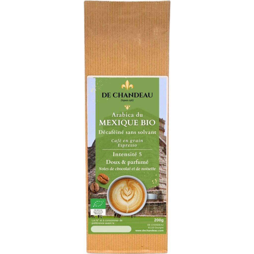 Café décaféiné du Mexique BIO en grain | De Chandeau
