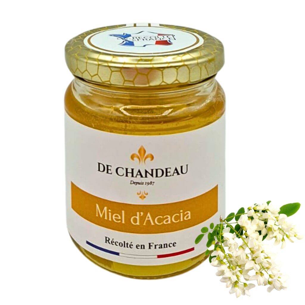 Miel d'Acacia pur, récolté en France, 100% naturel, sans produits chimiques.