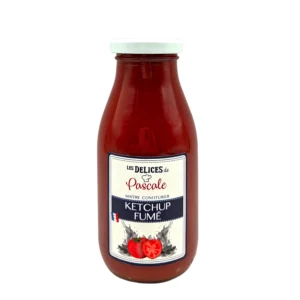 Ketchup Fumé Artisanal – Fabriqué en Ariège avec tomates, oignons, épices et fumée naturelle, sans conservateurs