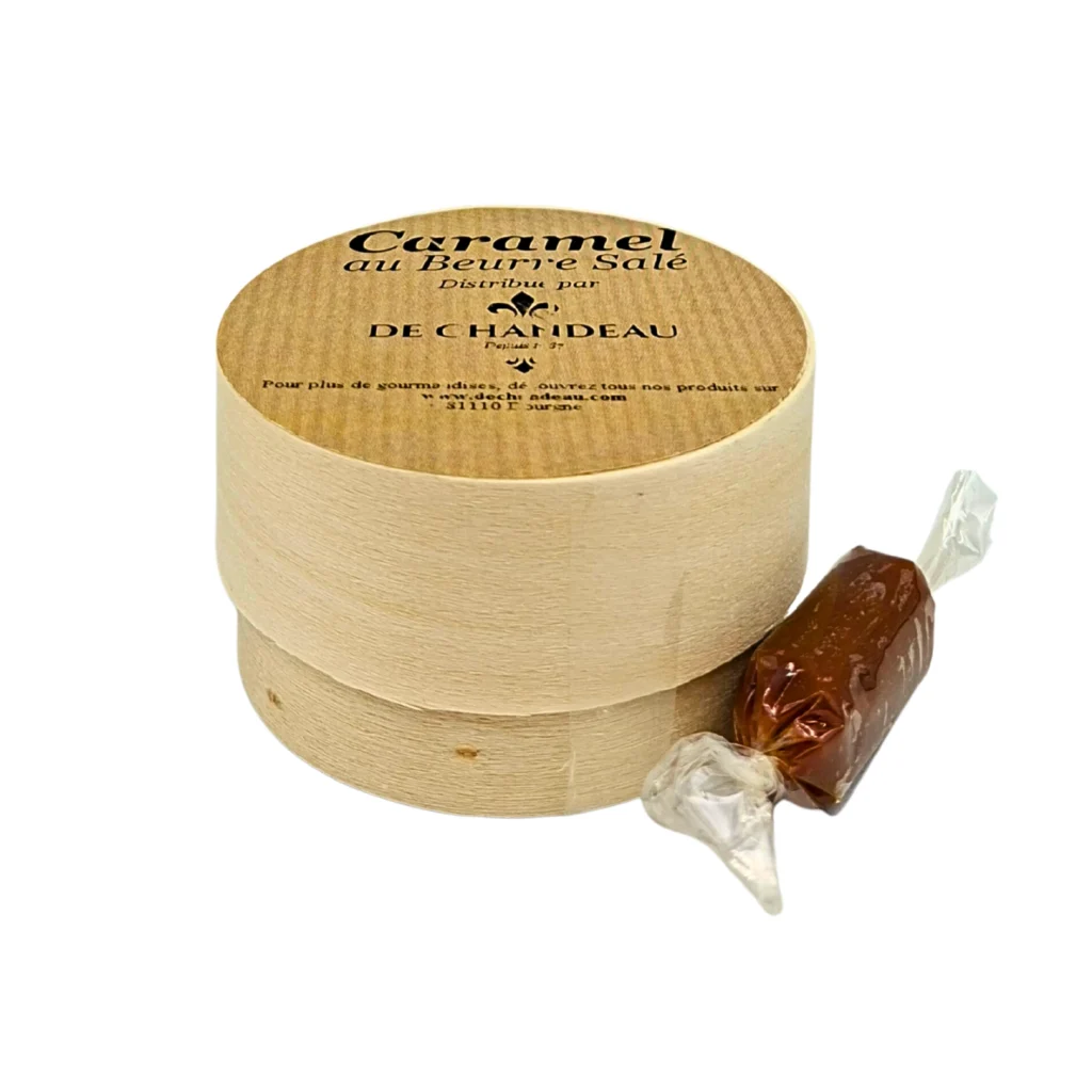 Caramel au beurre salé DE CHANDEAU 50g, vue de côté