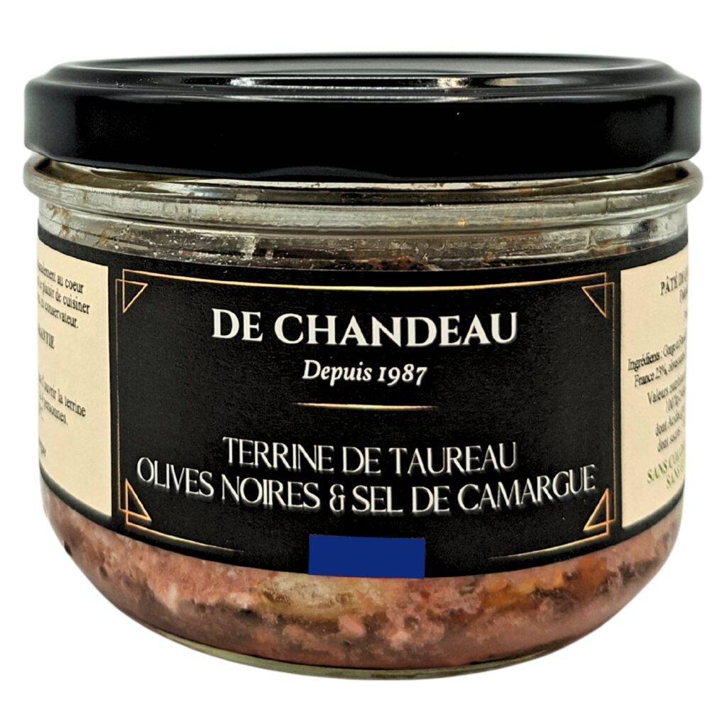 Terrine de taureau aux olives noires et sel de Camargue De Chandeau 160g