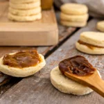 Crème de caramel au beurre salé DE CHANDEAU tartinée sur des sablés – pot 120g