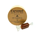 Caramel au beurre salé DE CHANDEAU 50g en boîte à camembert, vue de face